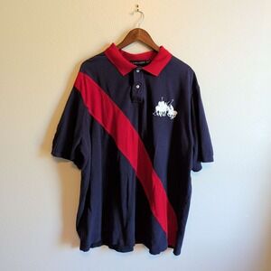 U.S. Polo Assn. Polo Shirt Mens 3XLT Navy Blue Red Sash Large Embroidered Logo